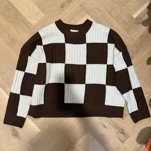 Sincerely Jules Checkered Brown and cream Sweater